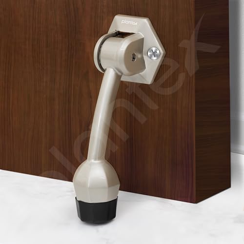 Image of Plantex Door Stopper for Main Door /5-Inch Stopper with Rubber Grip /Stoppers for Wooden Door /Stops for Door - Pack of 4 (Satin)