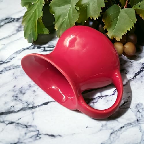Image of Ceramic Red 380 ml Sauce Boat or Tea or Gravy Pot Microwave and Dishwasher Safe (Mirakii 472 GRPT)