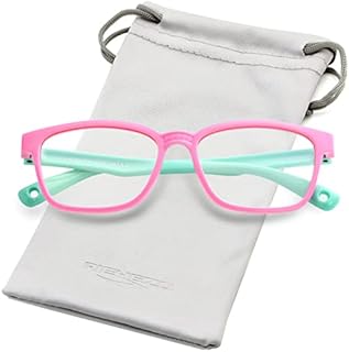 Kids Blue Light Blocking Glasses Silicone Flexible Square Eyeglasses Frame with Glasses Rope