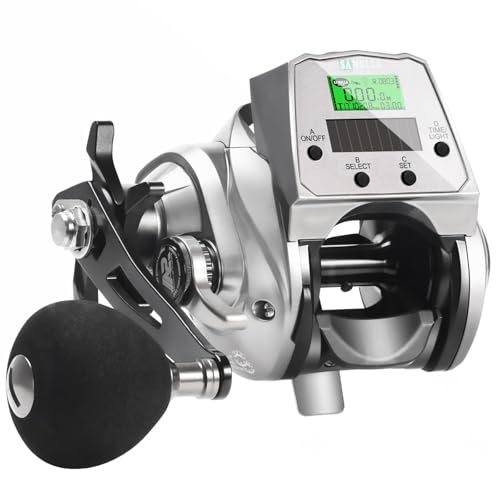 SAMOLLA Baitcasting Fishing Reel Solar Charging 9.6oz Ultralight Smart Digital Baitcaster Reels with 35 Lb Max Drag 6.3:1 High-Speed Gear Ratio Left Handed Freshwater Saltwater Silver KX1200