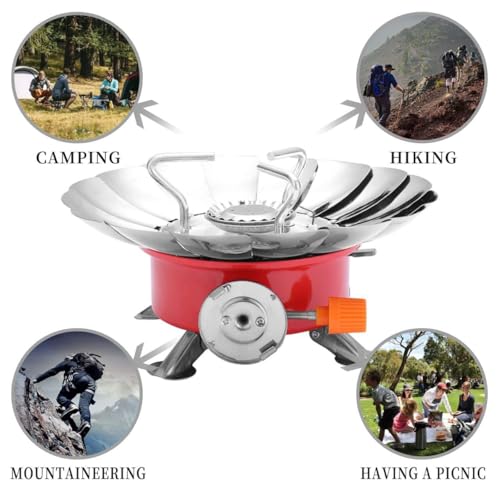 Image of Portable Camping Gas Stove Windproof Backpacking Gas Burner with Electronic Ignition Adjustable Flame Control Lightweight Folding Propane Butane Stove for Hiking, Outdoor Cooking & Camping