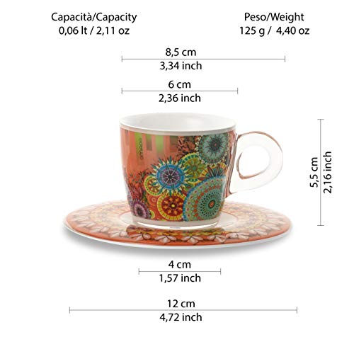 omada design Set 4 tazas de café con platillo, capacidad 6 cl, en plástico irrompible, apto para lavavajillas, línea… - Imagen 5