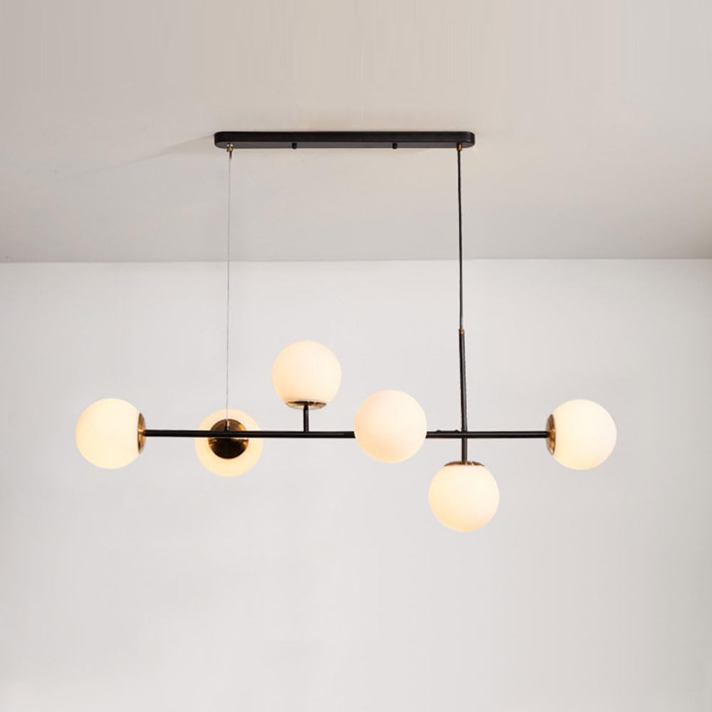 KXEcoLife Ceiling Pendant Light Fixture 6 Lights Modern Glass Hanging Lamp Nordic E27 Adjustable Chandelier with Globe lampshade Lighting for Living Room Bedroom Kitchen