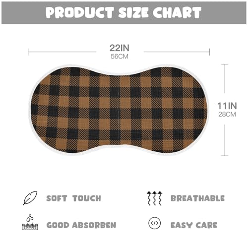 J JOYSAY Buffalo Plaid Brown Black Baby Burp Cloths for Boys Girls Large 22''x11'' Cotton 4 Layer Baby Washcloths for Boy Unisex one sizex42