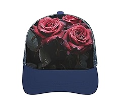 Red Rose And Black Leaves Vintage Baseball Cap Snapback Hat For Men Women With Adjustable Head Strap Band