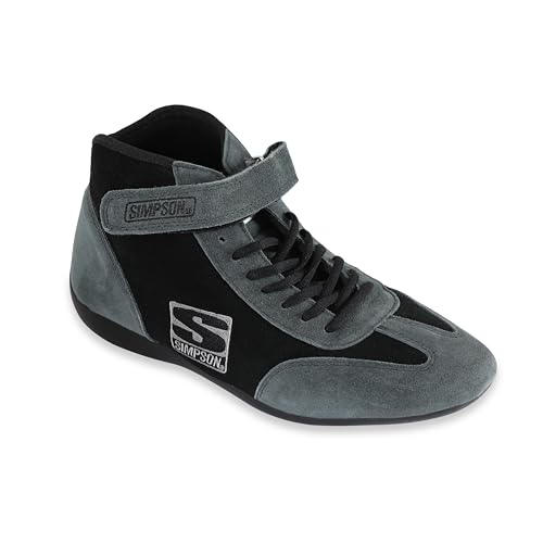 SIMPSON SAFETY MT110BK Driving Shoe - Fusion - Mid-Top - SFI 3.3/5 - Suede Outer - Nomex Inner - Black/Gray - Size 11 - Pair