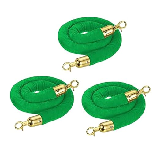 Lot de 3 cordes en velours de 1,8 m avec mousquetons, cordes de contrôle de la foule de qualité supérieure pour événements, fêtes, tapis rouge VIP –...