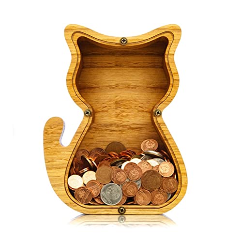 WangsCanis Tirelire Enfant Animale Tirelire en Bois Tirelire Transparente pour Garçon Fille Adulte...