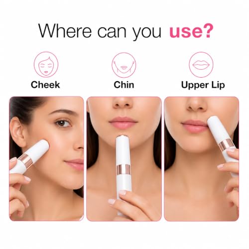 Image of Face Mini Hair Remover FS1000, Electric Facial Hair Remover for Women, Quick, Instant, Gentle, Painless, Smooth Skin, Glow On-The-Go, with Smartlight, for Upper Lips, Chin, Cheeks, Peach Fuzz Facial Hair Removal