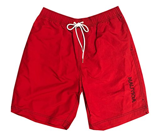 Nautica Mens Quick-Dry Logo Swim Trunk Shorts (XX-Large, Red)