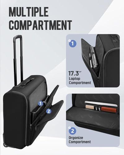 MATEIN Rolling Garment Bag with 2 Packing Cubes, Large Check-in Travel Garment Bags with 17.3 Inch Laptop Compartment, Wrinkle Free Wheeled Business Softside Suitcase Luggage for Men and Women, Black4