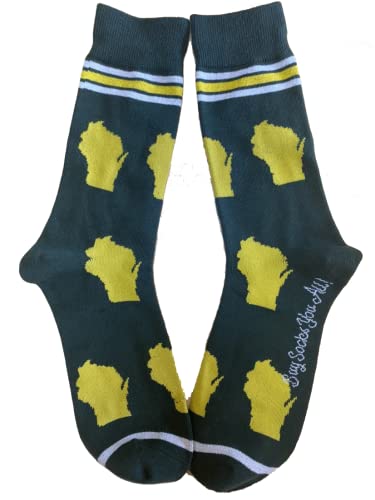 Wisconsin Shapes in Green and Yellow Men's Socks4