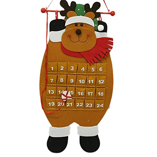 Betos Calendrier de l'Avent de Noël en feutre, Père Noël/bonhomme de neige/élan avec poches, calendrier de l'Avent à remplir soi-même Cover