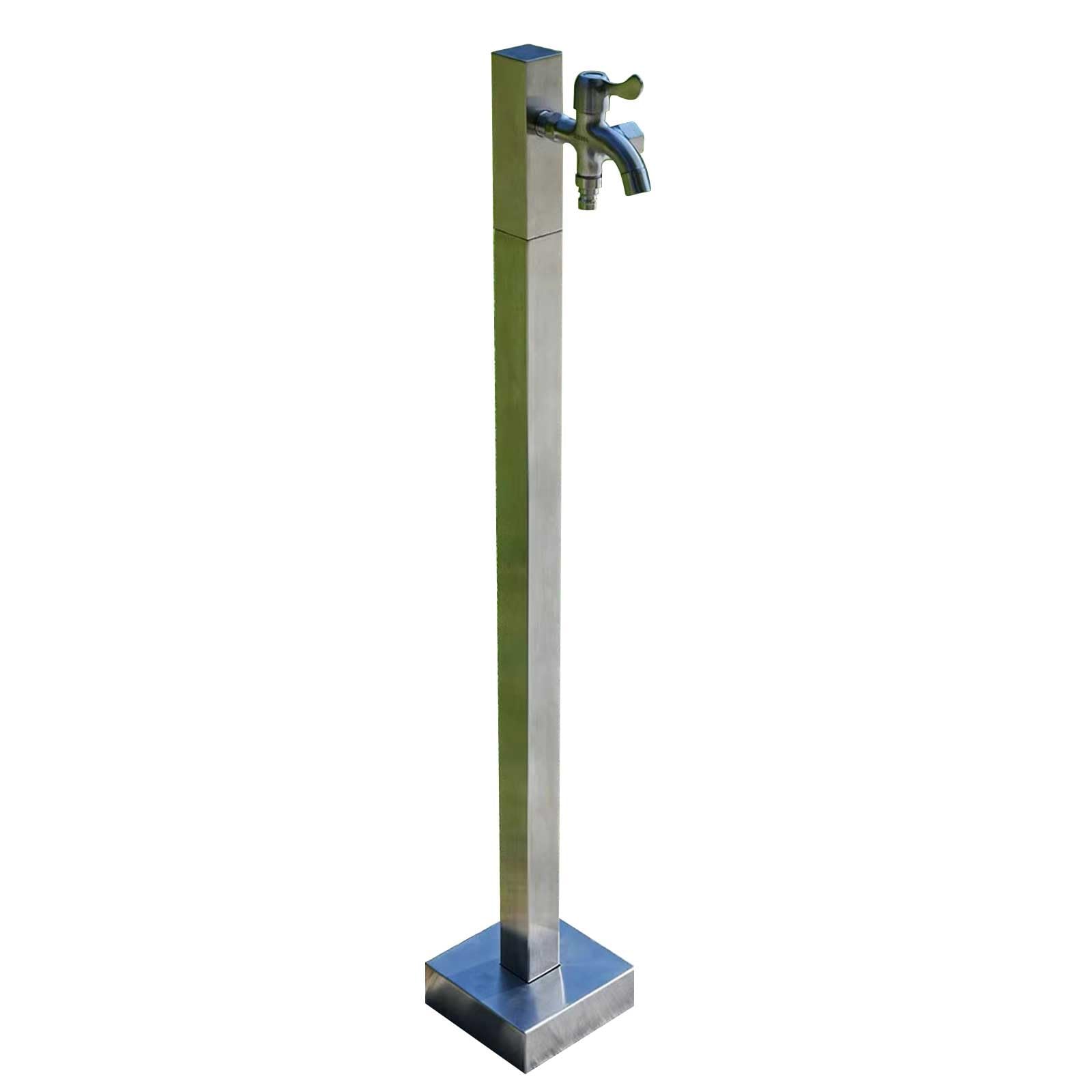 WOTZOV Stainless Steel Outdoor Vertical Garden Water Column With Double Faucet, 72Cm Antifreeze Water Dispenser Hydrant - Durable Silver Garden Feature，Silver 72cm/28in