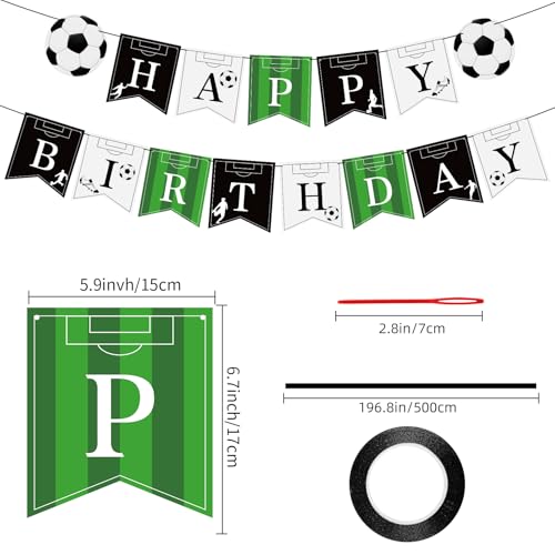 Image of Hooqict Soccer Happy Birthday Banner Birthday Party Decorations Soccer Party Banner Garland Sign for Kids Boys Men Sport Theme Game Day Decorations Supplies