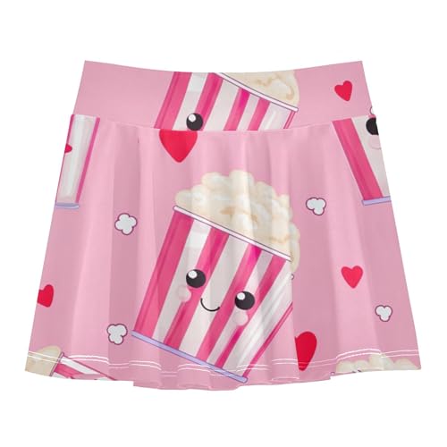 Girls Skorts Athletic Shorts Cute Popcorn Smiling Pink Tennis Skirts Toddler Dance Golf Butterfly Skirt 3t