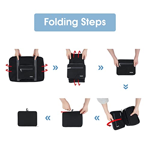 For Spirit Airlines Personal Item Bag 18X14X8 Foldable Travel Duffel Bag Tote Carry On Luggage For Women And Men (Black (With Shoulder Strap)) #TOP5