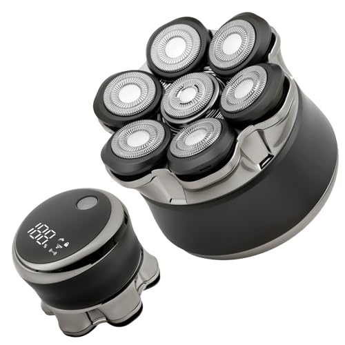 Carehabi Rasoio Testa Calva Uomo, IPX6 Impermeabile, Ricaricabile, Interfaccia Type-C, Testina Flottante Magnetiche 7D, Facile da Pulire, Autonomia Fino a 120 Minuti