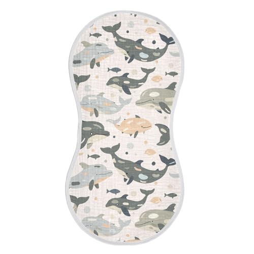 Soft Colors Camouflage Whale Cotton Baby burping Cloths Easy Care washcloth for Unisex Set of 2, 22x11in2