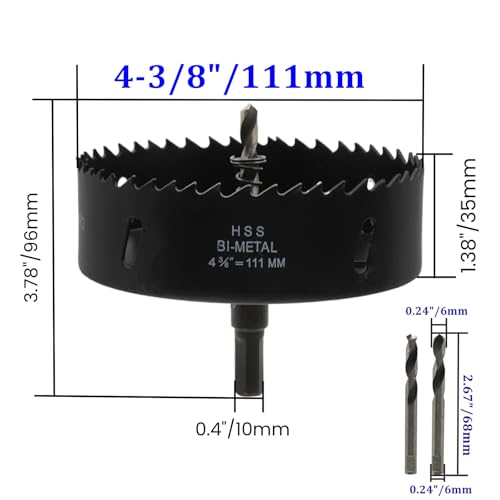 Image of 4-3 /8 inch /111mm Hole Saw BI-Metal Hole Saw Cutter for Metal, Drywall, Plastic and Wood