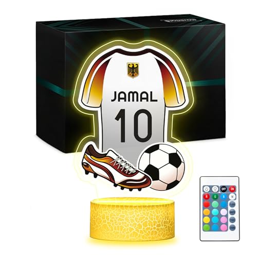 Regalo bambino 10 anni: Stai cercando un regalo bambino 10 anni maschio per un appassionato di calcio? La nostra Lampada LED 3D con 16 colori RGB e design personalizzato della maglia della nazionale è la scelta giusta.