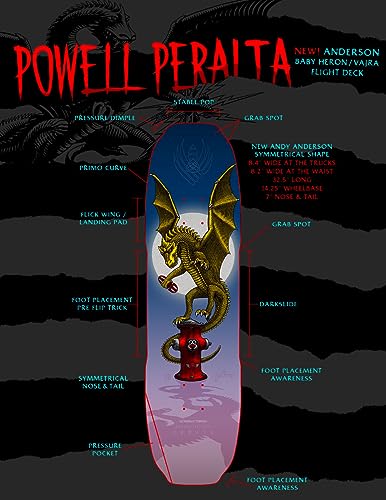 Powell Peralta Andy Anderson Baby Heron/Vajra Flight Skateboard Deck, 8.4 x 32.5