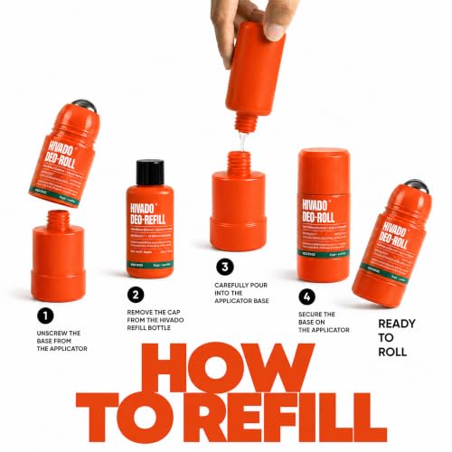 Image of HIVADO Roll-On Deodorant Refill | 40ml | Natural Odour Control for Men & Women | Probiotic + Niacinamide + Botanical AHA | Aluminium & Alcohol Free | Compatible with HIVADO Refillable Roll-On