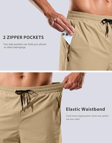 Image of G Gradual Mens Swim Trunks with Compression Liner 7 inch /9'' Quick Dry Board Shorts Swimsuit Bathing Suit for Men Zipper Pockets