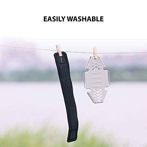 【Bone】 Run Tie Running Armband Phone Holder for Apple iPhone 17 16 15 14 13 12 11 Pro Max Mini XS XR X 8 7 Samsung Galaxy S10 S9 S8 Smartphone, Phone Size 4-6.7" (Black/Arm Size 9.8-15.7")