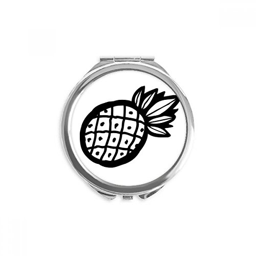 Miroir de poche ananas noir au design de ligne minimaliste de luxe