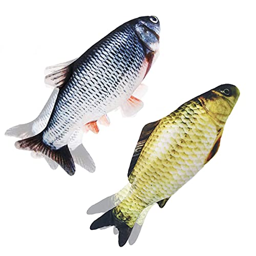 Nepfaivy Giocattolo Interattivo per Gatti, Pesce Elettrico con Erba Gatta, Simulazione Realistica del Pesce Che si Muove, Carpa+Carpa Gialla
