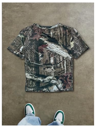 SOLY HUX Women's Camo T Shirt Crew Neck Short Sleeve Vintage Tees Maple Leaf Print Summer Streetwear Crop Tops2