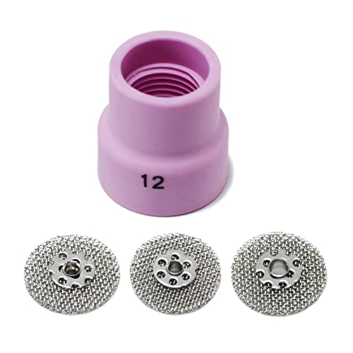 Image of RIVERWELD Champagne Ceramic Nozzle R type 53NACN Screen 53NAbSP3-12# | for SR WP 9 20 17 18 26 TIG Welding Torches 4pcs