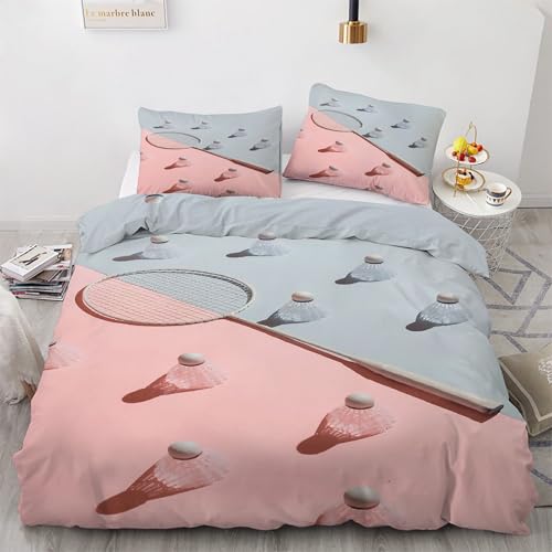 Funda Nórdica Cama 105 cm Microfibra Juego de Ropa de Cama 3 Piezas Funda de edredón 180x220 cm con Funda de Almohada 50x75 cm BáDminton