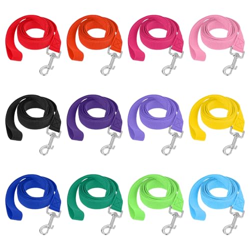 12 Pcs Dog Leash Bulk 5ft Puppy Leashes 12 Colors Dog Training Leashes for Small Medium Puppy Training, Walking, Camping, Play Backyard