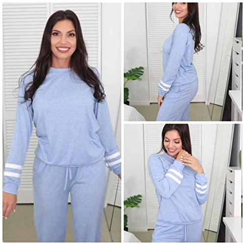 Image of Ekouaer Sweatsuits Womens Loungewear Set Tracksuit Long Sleeve Pajamas Set with Pockets 2 Piece Outfits Lounge Sets