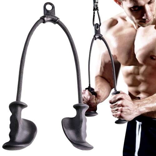 Image of KKH Tricep Pull Down Attachment with Ergonomic Anti-Slip Handles, Tricep Rope Cable Attachment with Enhanced Grip to Relieve Wrist Strain, Versatile Rope Attachment for Cable Machine