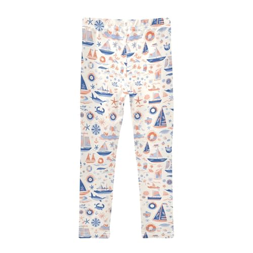 Cartoon Cute Hand Drawn Ocean Marine Kids Girl's Athletic Leggings Fashion Full Length Dance Pants Exercise2