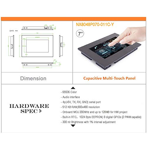 DIYmalls Nextion Intelligent 7 inch HMI Display 5V Capacitive Touch Screen 800x480 TFT LCD w/Enclosure Case for Arduino (NX8048P070-011C-Y) by DIYmalls - Image 2