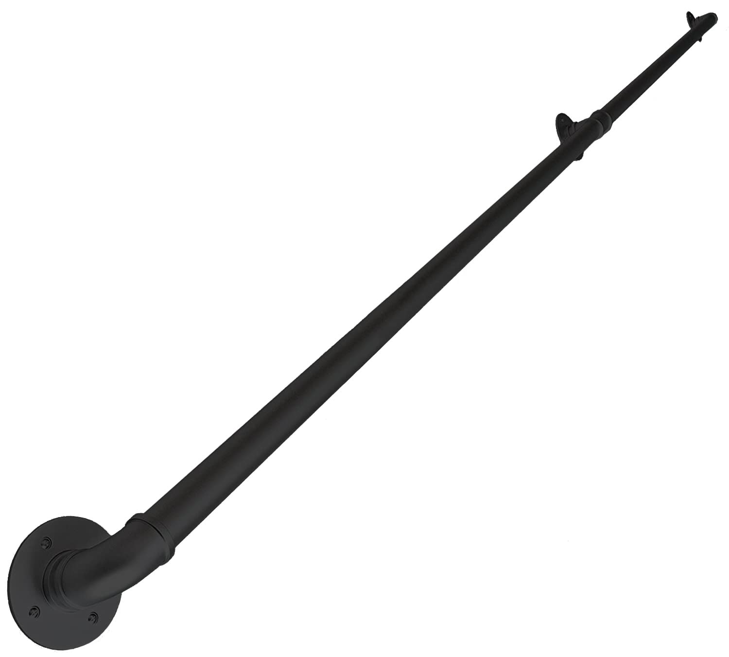 Rampe d'escalier industrielle en fer forgé noir mat pour une sécurité durable