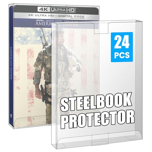 HTRYBNES 24 Pack Steelbook Protector Case Compatible with 4K UHD Blu-Ray Arrow Video w/Slipcover Criterion PS3 PS4 PS5 Games & Steelbooks Crystal Clear Heavy Duty Display Box