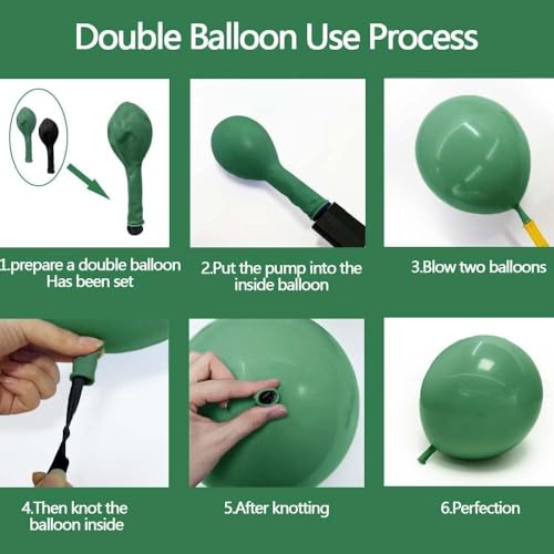 Image of Green White Balloons Double Stuffed Green Bobo Pearl Balloon Arch Kit | Light Olive White Balloon Garland for Jungle Safari Wildone Birthday Baby Shower Wedding Anniversary Decor