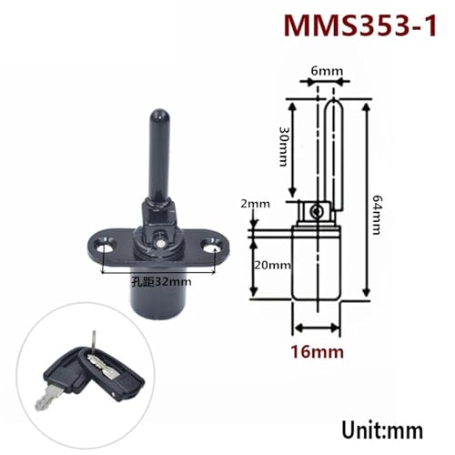Serrure de tiroir MMS353-1 avec barillet en acier robuste et clé unique interchangeable