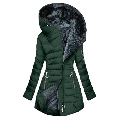 Winter Coats for Women 2025 Sherpa Fleece Lined Long Puffer Down Jackets Plus Size Warm Thicken Parkas with Hood Winter Coats for Women Puffer Long Army Green XL