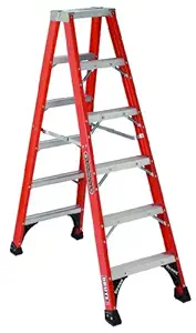 Louisville Ladder Fiberglass Twin Front Ladder, 6 ft, 375-Pound Duty Rating (Red)