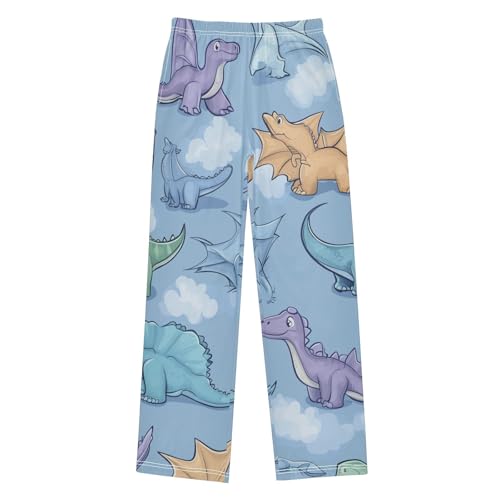ZZXXB Cartoon Dinosaurs Print Boys Long Pants Soft Trousers Elastic Waist Kids Lounge Bottoms with Pockets S-XL