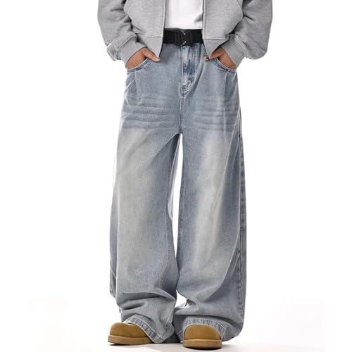 Men's Baggy Jeans Y2K Mid Rise Wide Leg Skater Denim Pants Vintage 90s Hip Hop Jeans Loose Fit Casual for Men Teen Boys4