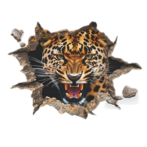 Calcomanía de pared 3D leopardo rugiente removible vinilo