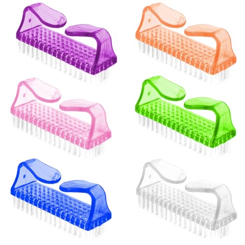 6 Piezas Cepillo De Uñas, Handle Grip Nail Brush, Con Mango De Plástico Cepillo Para Limpieza De Dedos Y Uñas Manicura De Fregado(6 Colores)