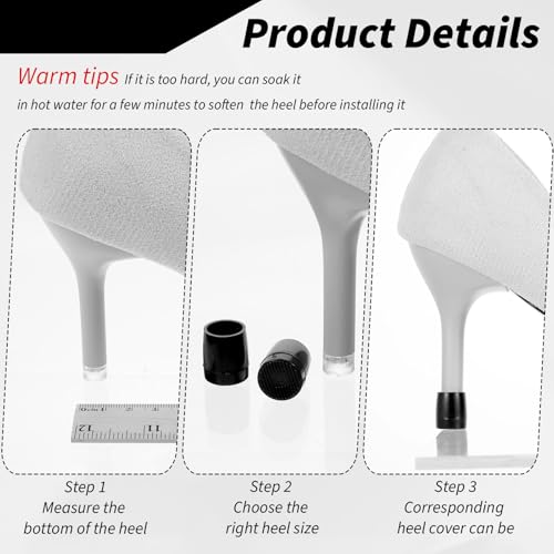 guduling 20 Pairs Stiletto Heel Caps,Black Heel Caps,5 Size Heels Cap for High Heels,Heeles Protector Tip Covers for Outdoor Weddings Events (Black) - Image 6